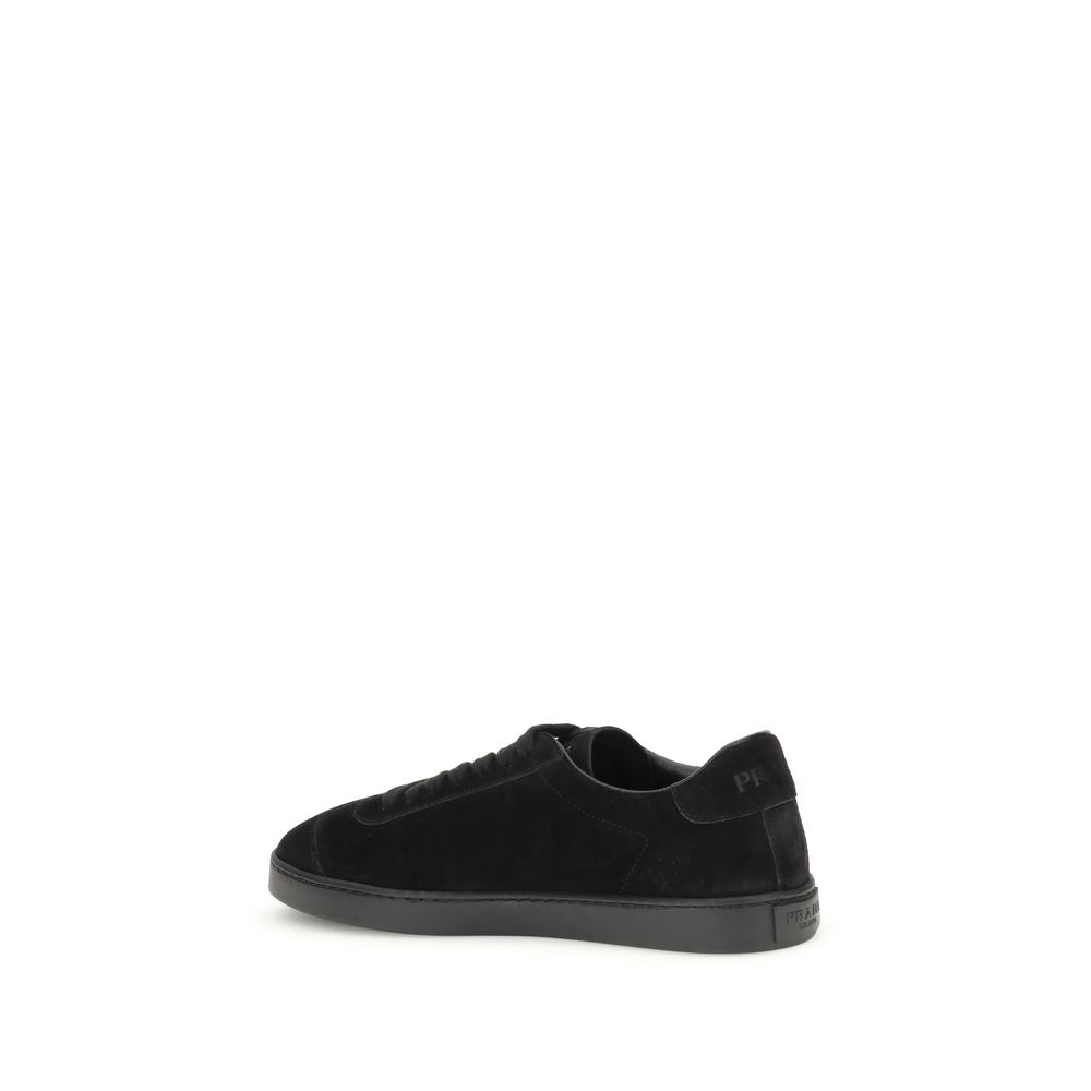 Prada Black Calf Leather Bos Taurus Low Top Sneakers Prada