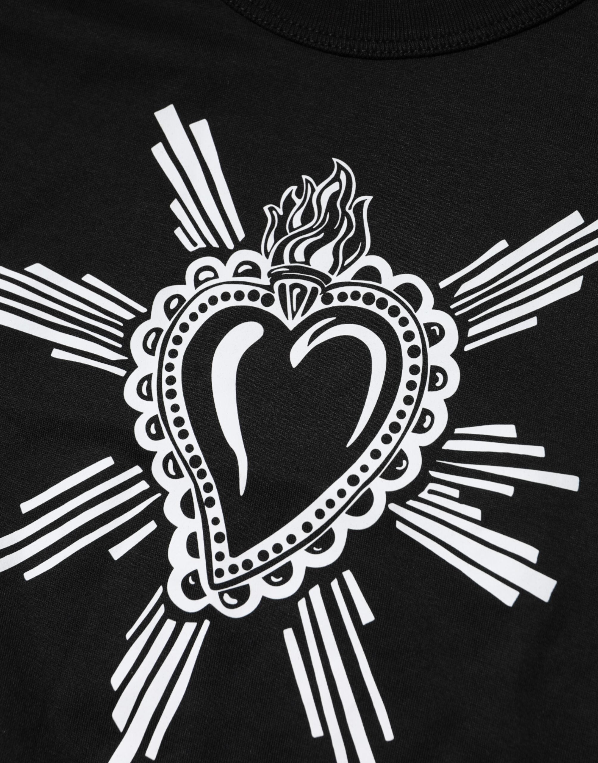 Dolce & Gabbana Black Sacred Heart Cotton Crew Neck T-shirt Dolce & Gabbana