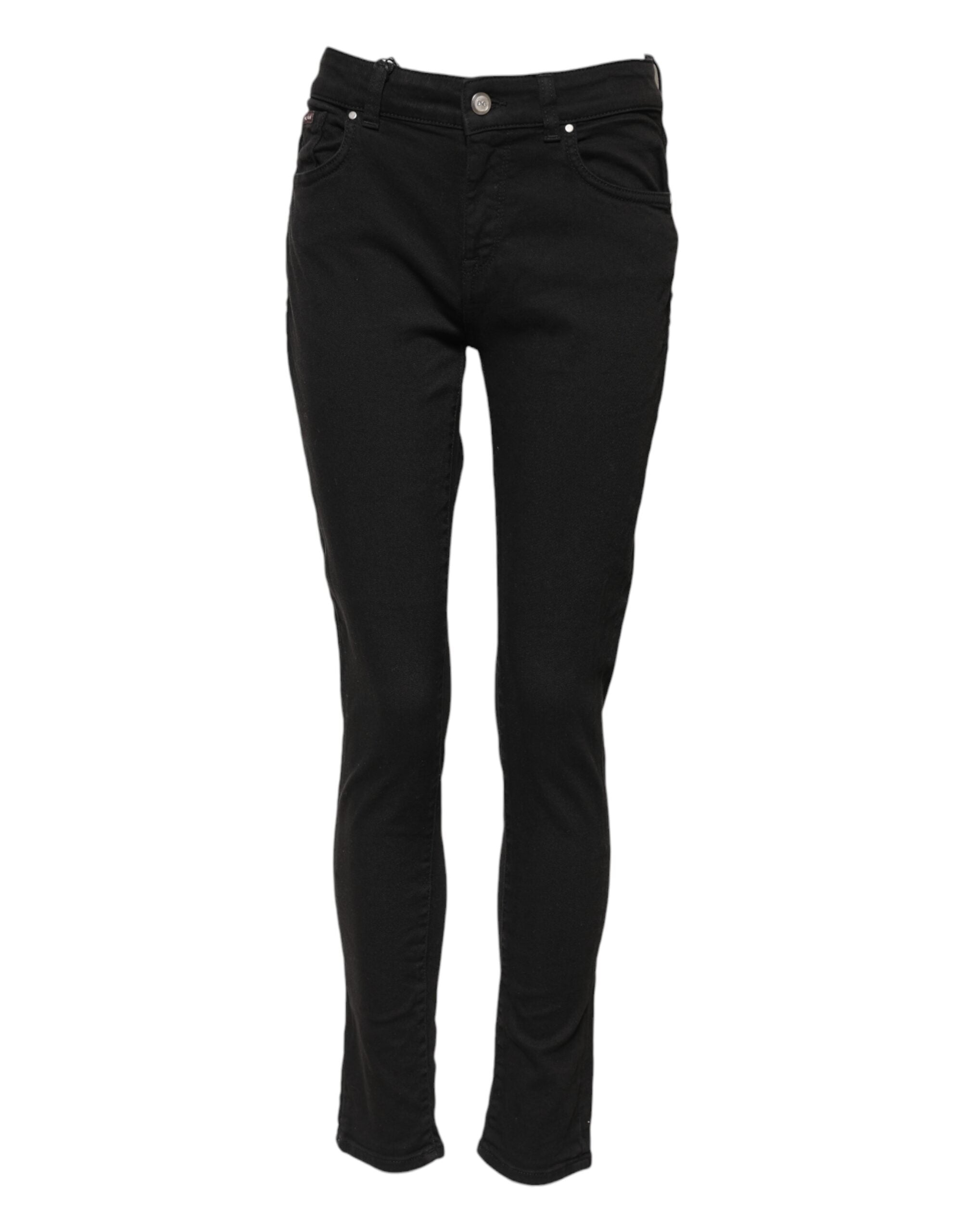 Dolce & Gabbana Black Cotton Skinny Mid Waist Denim Jeans Dolce & Gabbana