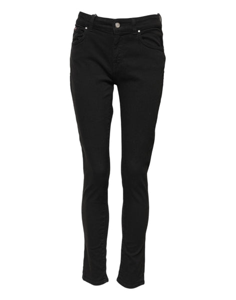 Dolce & Gabbana Black Cotton Skinny Mid Waist Denim Jeans Dolce & Gabbana