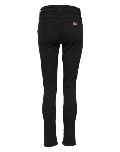 Dolce & Gabbana Black Cotton Skinny Mid Waist Denim Jeans Dolce & Gabbana