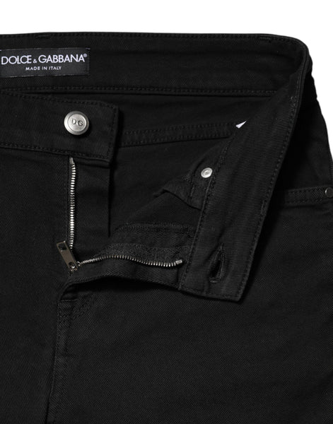 Dolce & Gabbana Black Cotton Skinny Mid Waist Denim Jeans Dolce & Gabbana