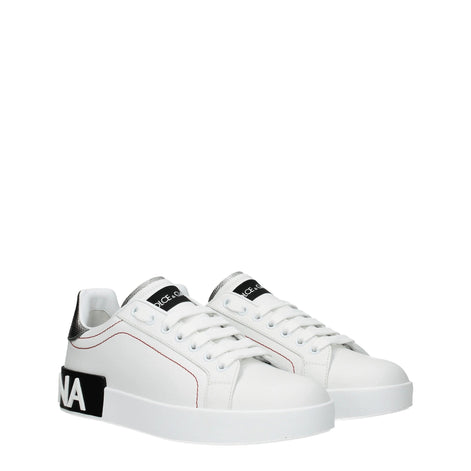 Dolce & Gabbana White Leather Low Top Sneakers Dolce & Gabbana