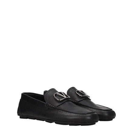 Valentino Garavani Black Leather Slip-On Loafers Valentino Garavani