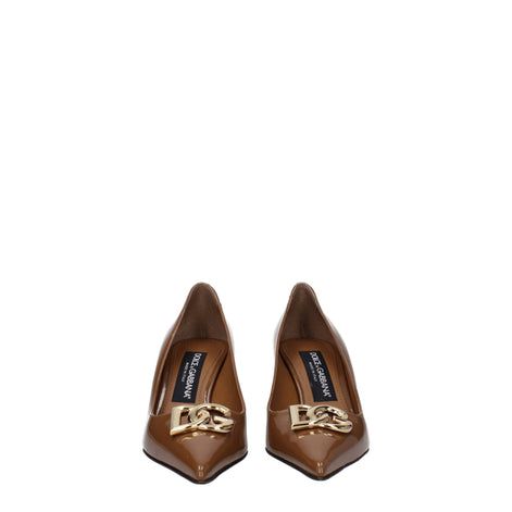 Dolce & Gabbana Brown Leather High Heel Pumps Dolce & Gabbana