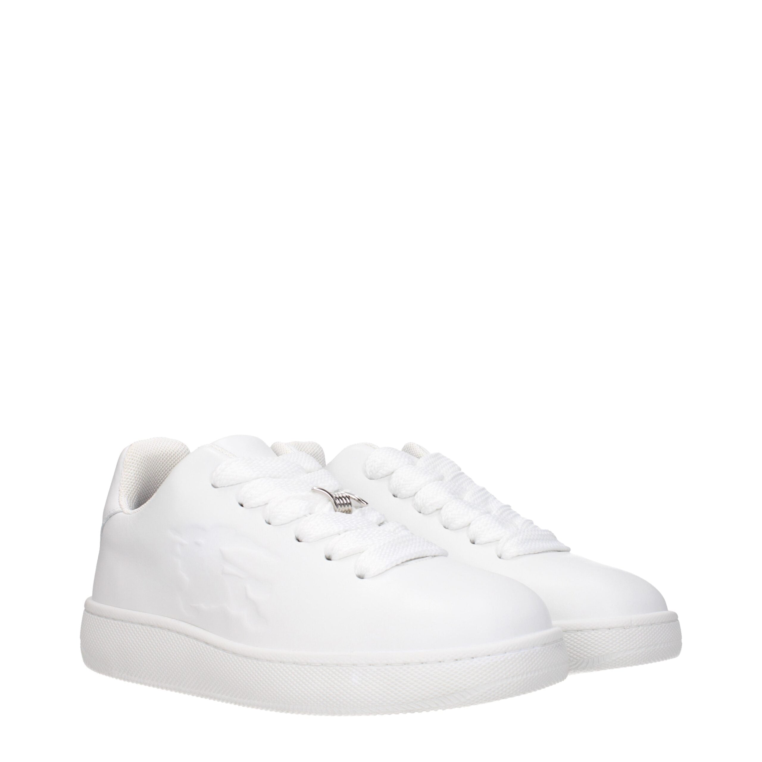 Burberry White Leather Low Top Sneakers Burberry