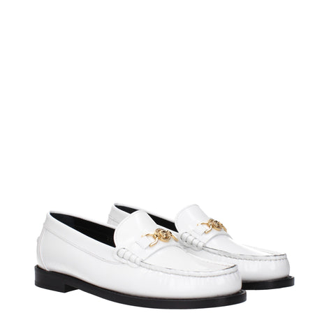 Versace White Leather Slip-On Loafers Versace