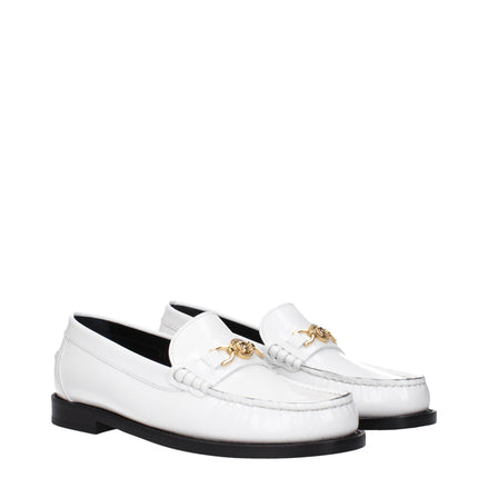 Versace White Leather Slip-On Loafers Versace