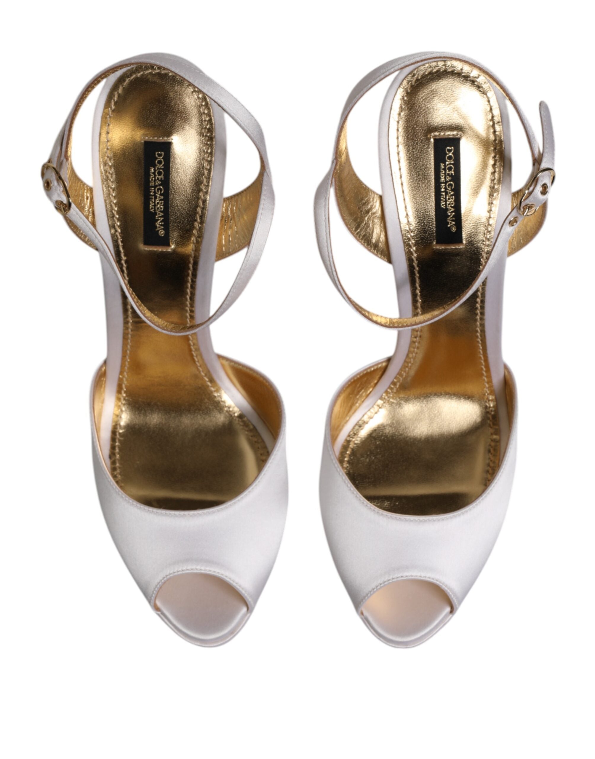 Dolce & Gabbana White Satin Platform Heels Sandals Shoes Dolce & Gabbana