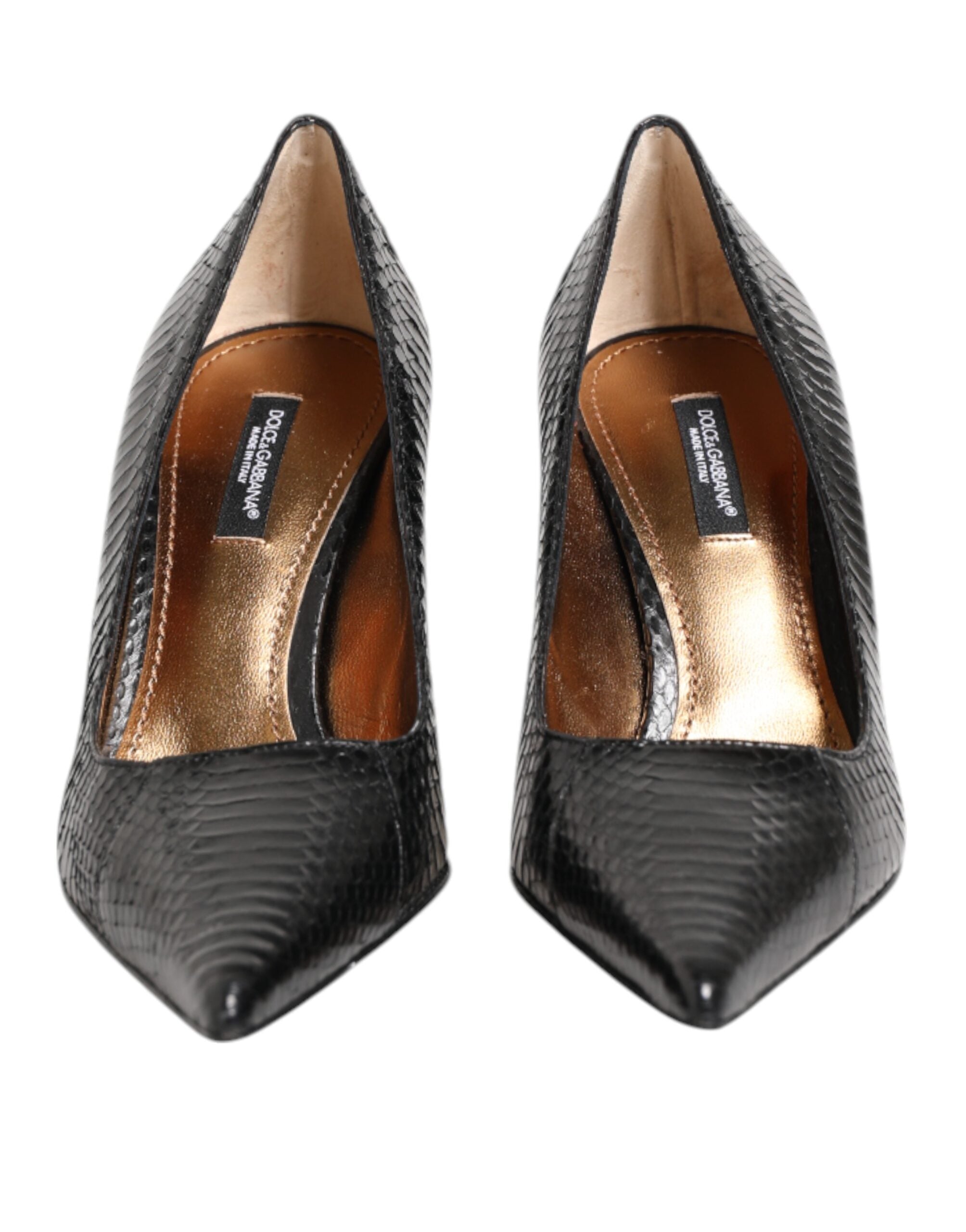 Dolce & Gabbana Black Exotic Leather Stiletto Pumps Shoes Dolce & Gabbana