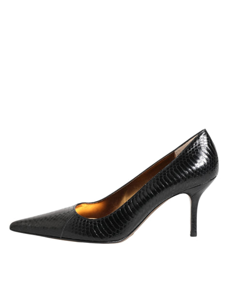 Dolce & Gabbana Black Exotic Leather Stiletto Pumps Shoes Dolce & Gabbana