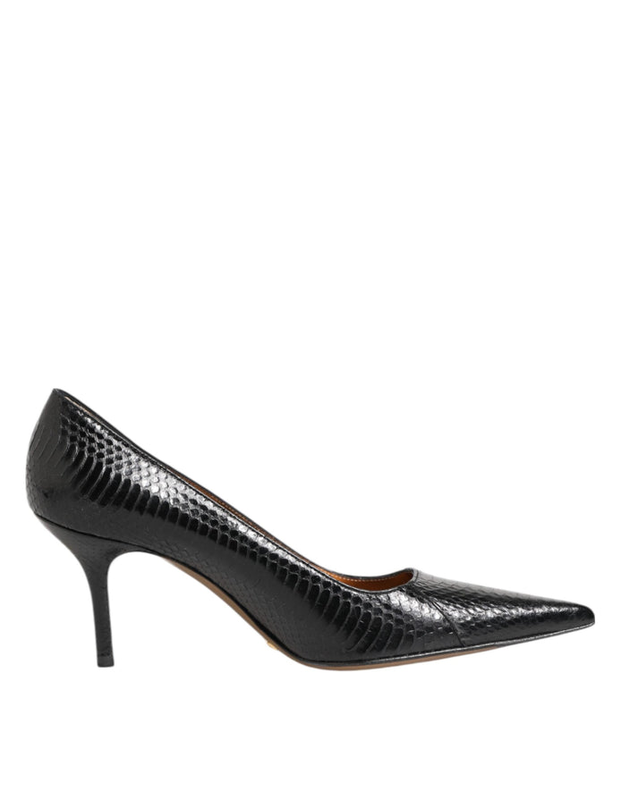 Dolce & Gabbana Black Exotic Leather Stiletto Pumps Shoes Dolce & Gabbana