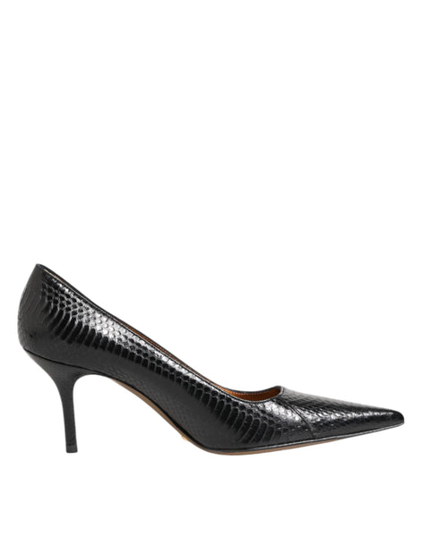 Dolce & Gabbana Black Exotic Leather Stiletto Pumps Shoes Dolce & Gabbana