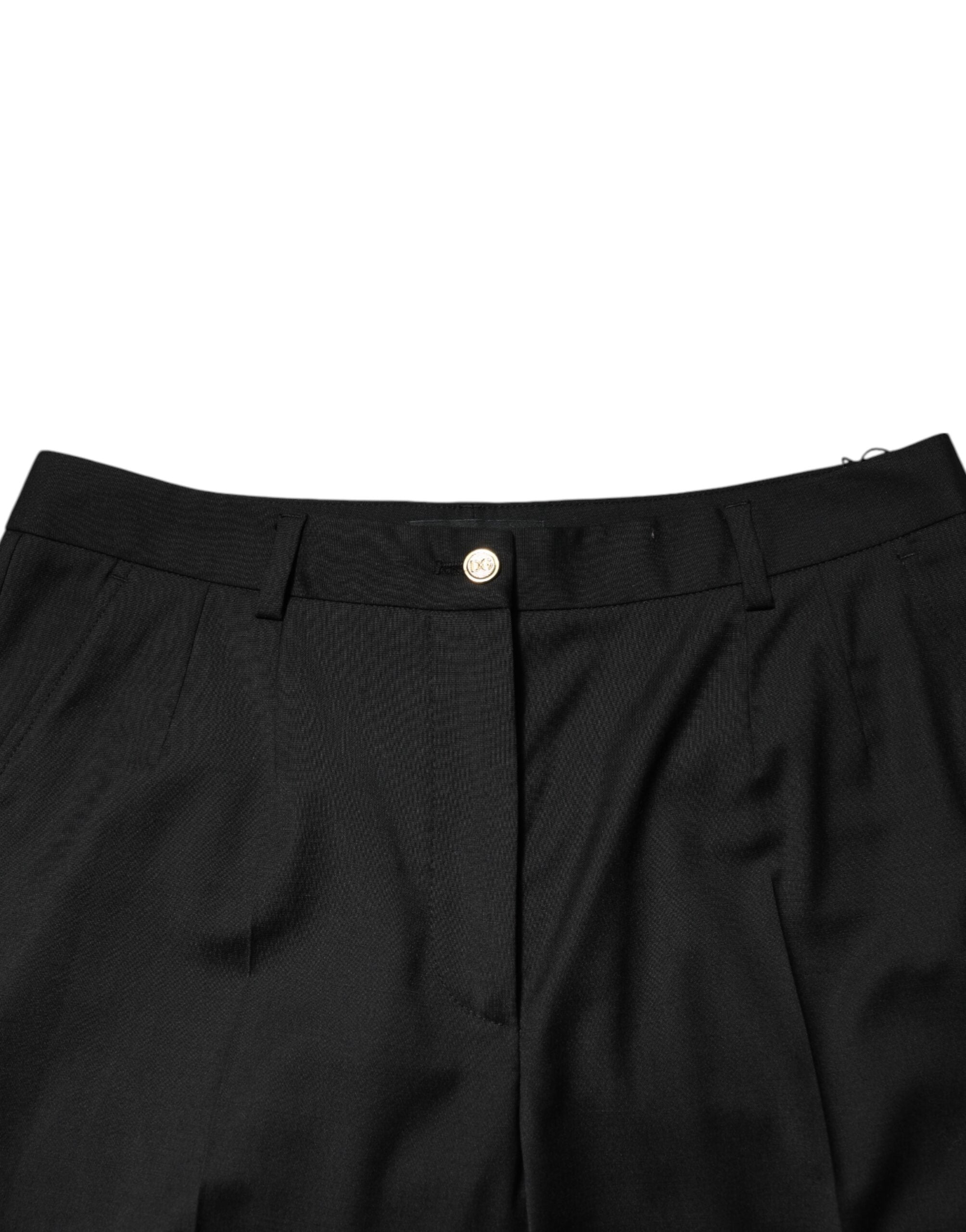Dolce & Gabbana Black Polyester Tapered Women Trouser Pants Dolce & Gabbana
