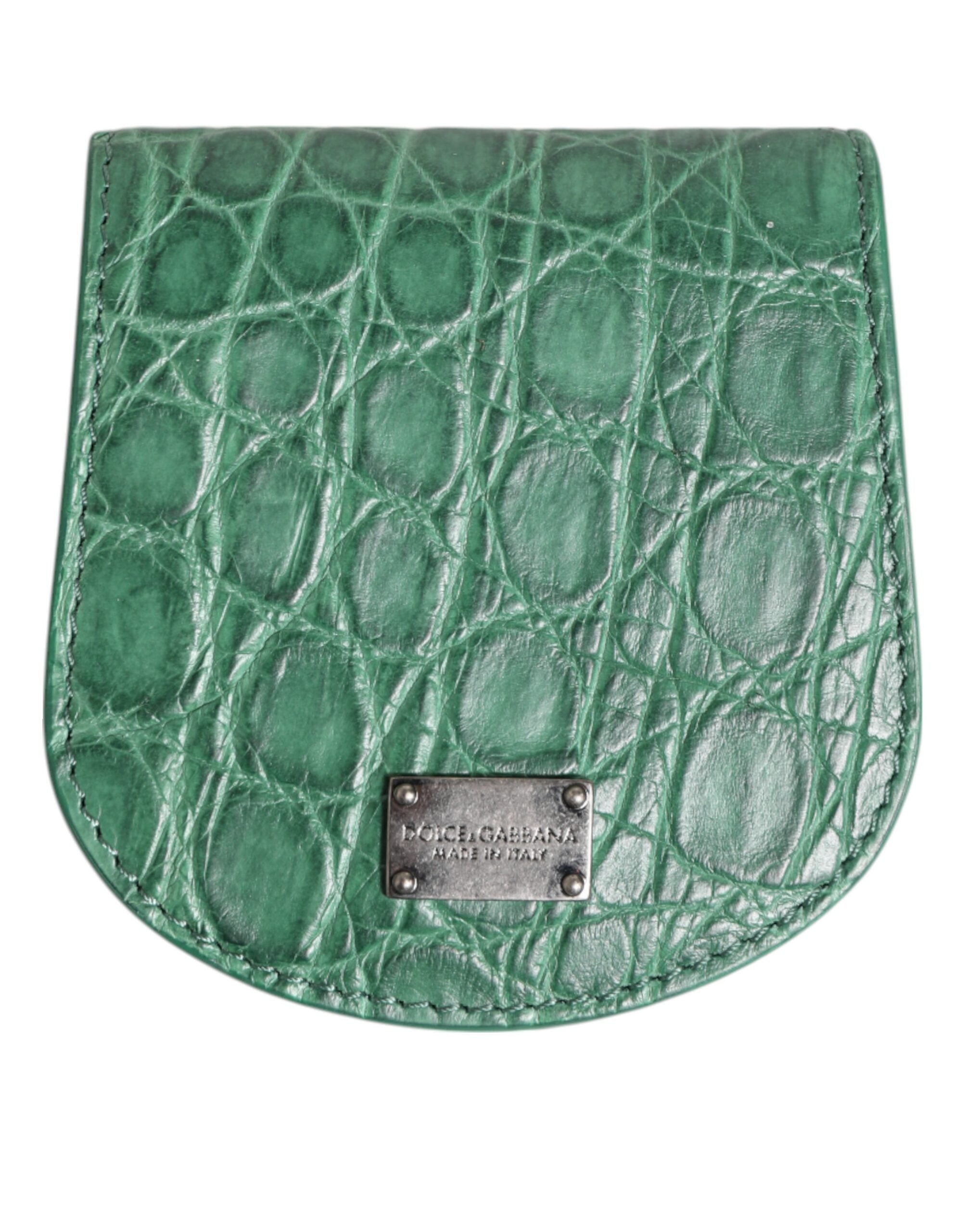 Dolce & Gabbana Green Exotic Skin Coin Condom Case Holder Pocket Wallet Dolce & Gabbana