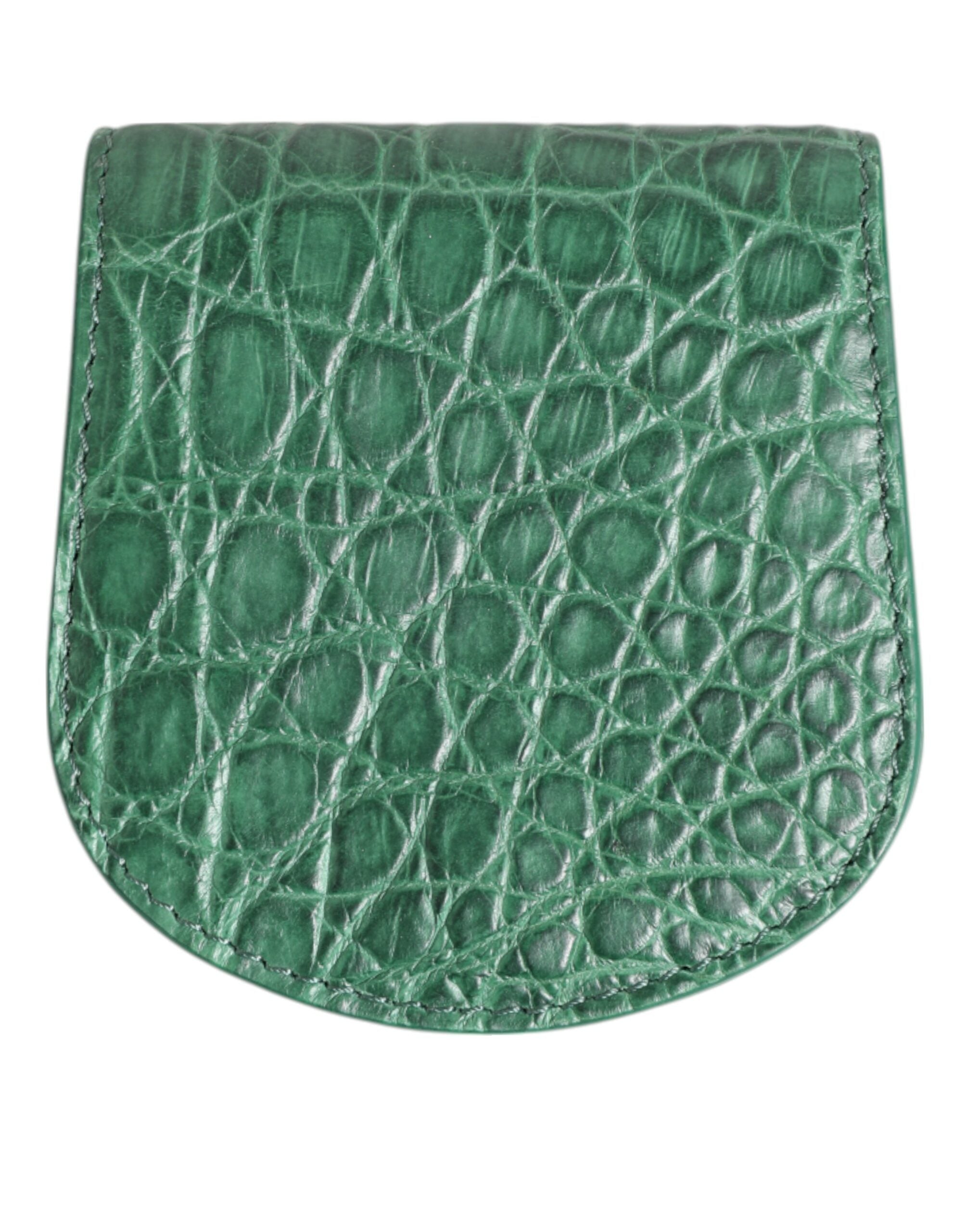 Dolce & Gabbana Green Exotic Skin Coin Condom Case Holder Pocket Wallet Dolce & Gabbana