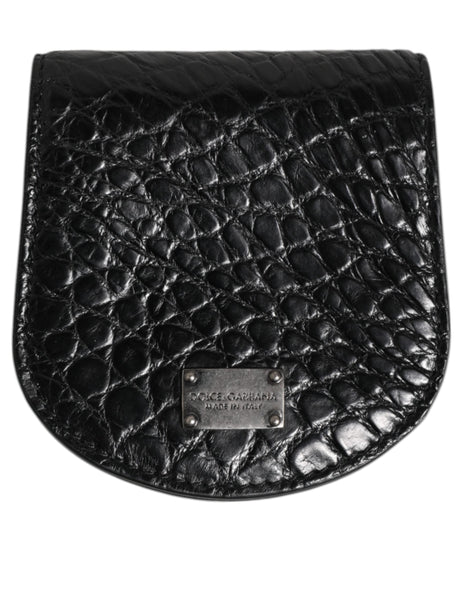 Dolce & Gabbana Black Exotic Skin Coin Condom Case Holder Pocket Wallet Dolce & Gabbana