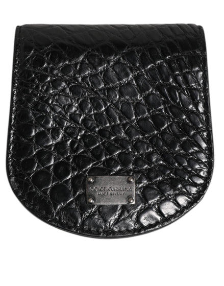 Dolce & Gabbana Black Exotic Skin Coin Condom Case Holder Pocket Wallet Dolce & Gabbana