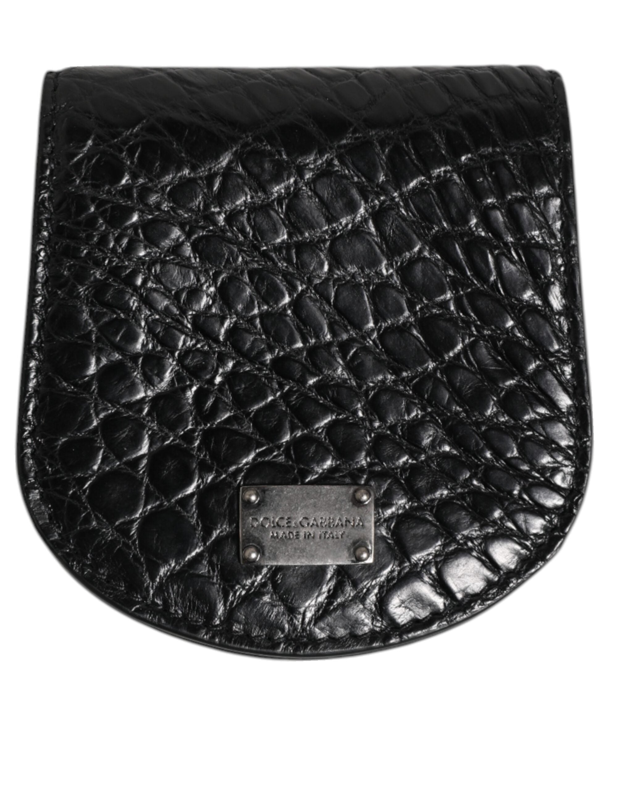 Dolce & Gabbana Black Exotic Skin Coin Condom Case Holder Pocket Wallet Dolce & Gabbana