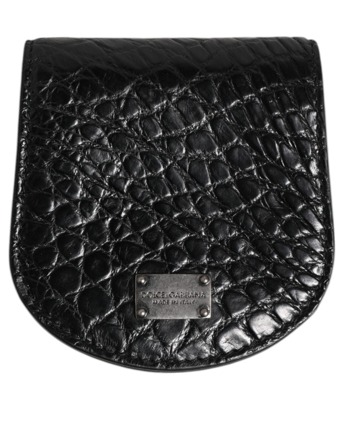 Dolce & Gabbana Black Exotic Skin Coin Condom Case Holder Pocket Wallet Dolce & Gabbana