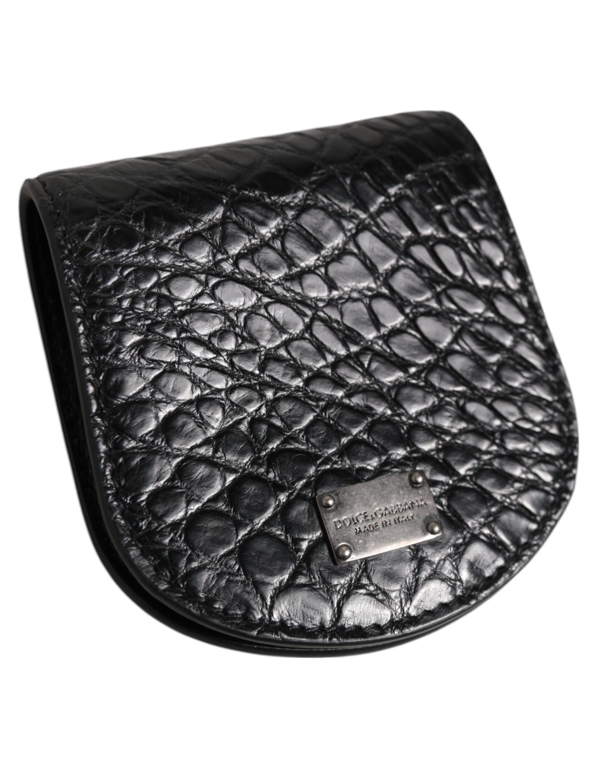 Dolce & Gabbana Black Exotic Skin Coin Condom Case Holder Pocket Wallet Dolce & Gabbana