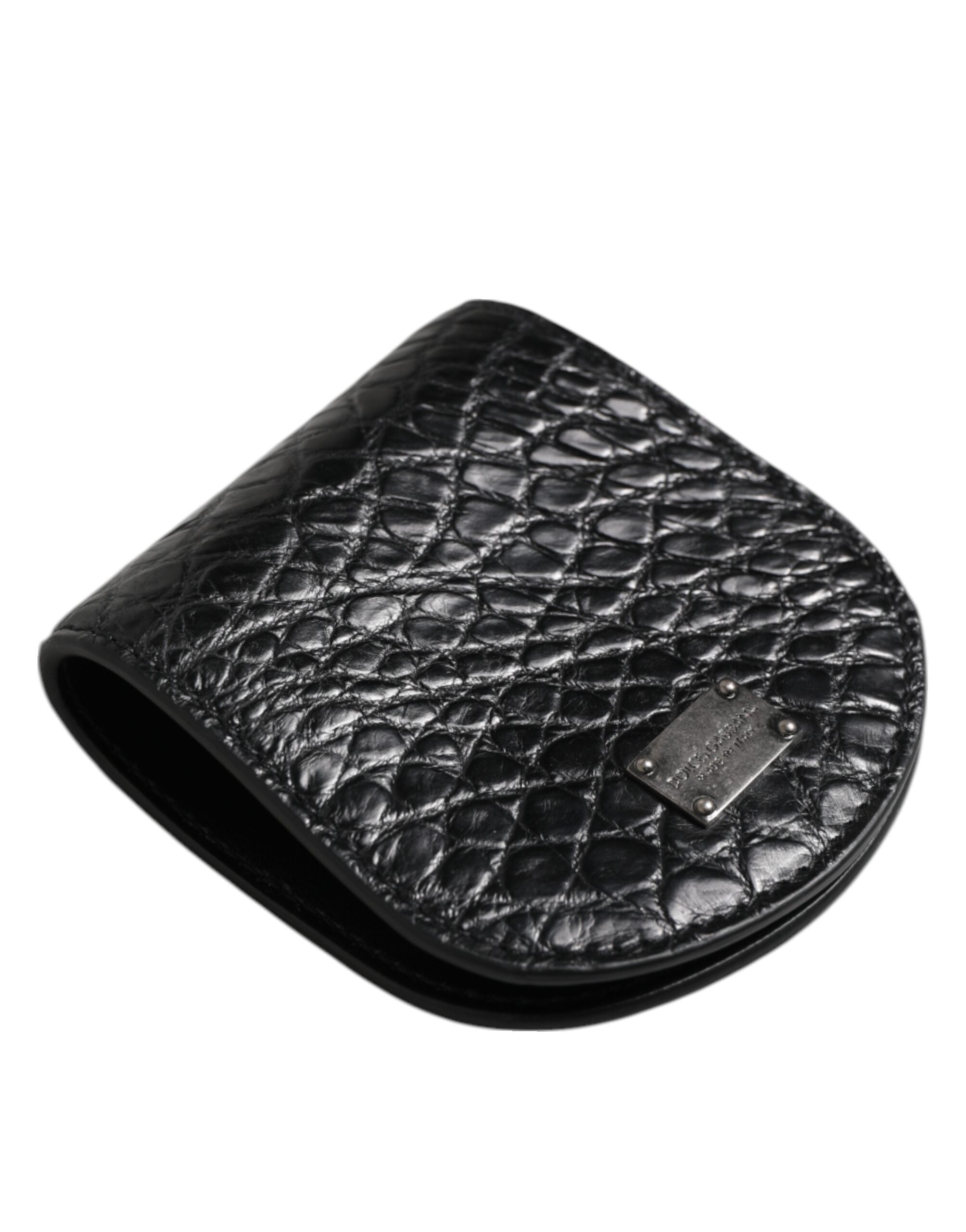 Dolce & Gabbana Black Exotic Skin Coin Condom Case Holder Pocket Wallet Dolce & Gabbana