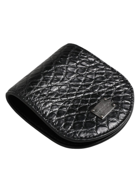 Dolce & Gabbana Black Exotic Skin Coin Condom Case Holder Pocket Wallet Dolce & Gabbana