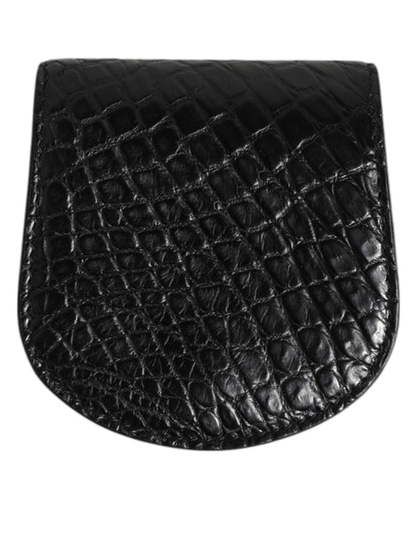 Dolce & Gabbana Black Exotic Skin Coin Condom Case Holder Pocket Wallet Dolce & Gabbana