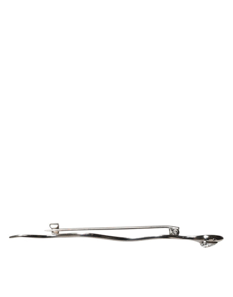 Dolce & Gabbana Silver Brass Crystal Spilla Serpente Mens Brooch Pin Dolce & Gabbana