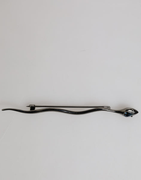 Dolce & Gabbana Black Brass Crystal Spilla Serpente Mens Brooch Pin Dolce & Gabbana