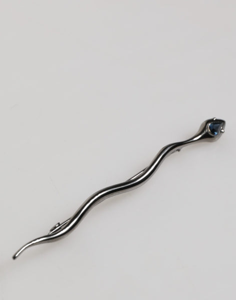 Dolce & Gabbana Black Brass Crystal Spilla Serpente Mens Brooch Pin Dolce & Gabbana