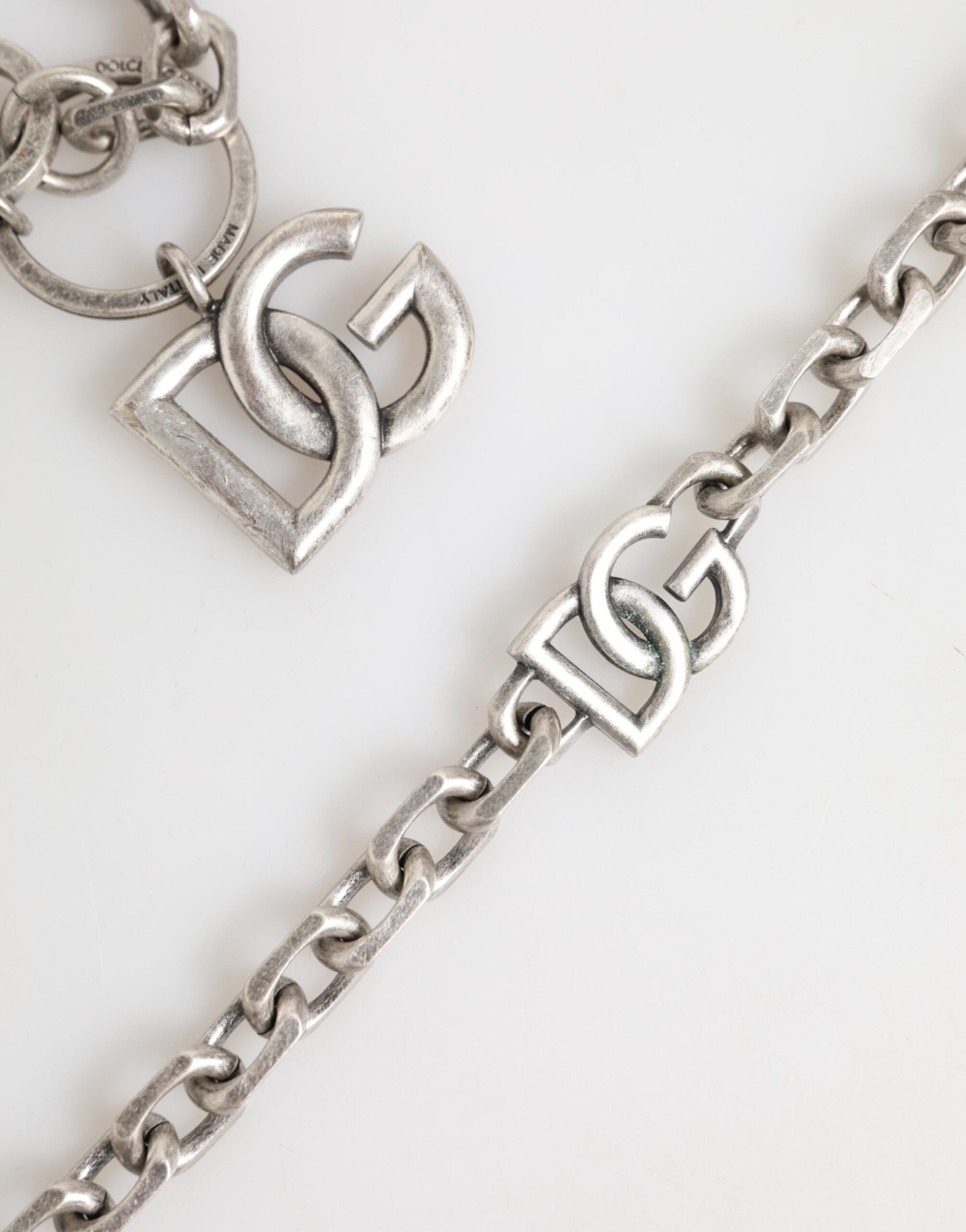 Dolce & Gabbana Silver Tone Brass DG Logo Detailing Chain Men Necklace Dolce & Gabbana