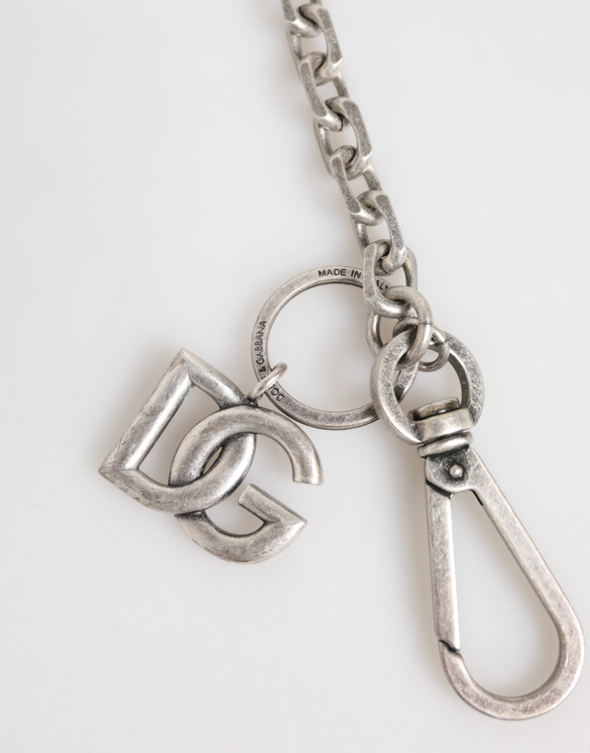 Dolce & Gabbana Silver Tone Brass DG Logo Detailing Chain Men Necklace Dolce & Gabbana