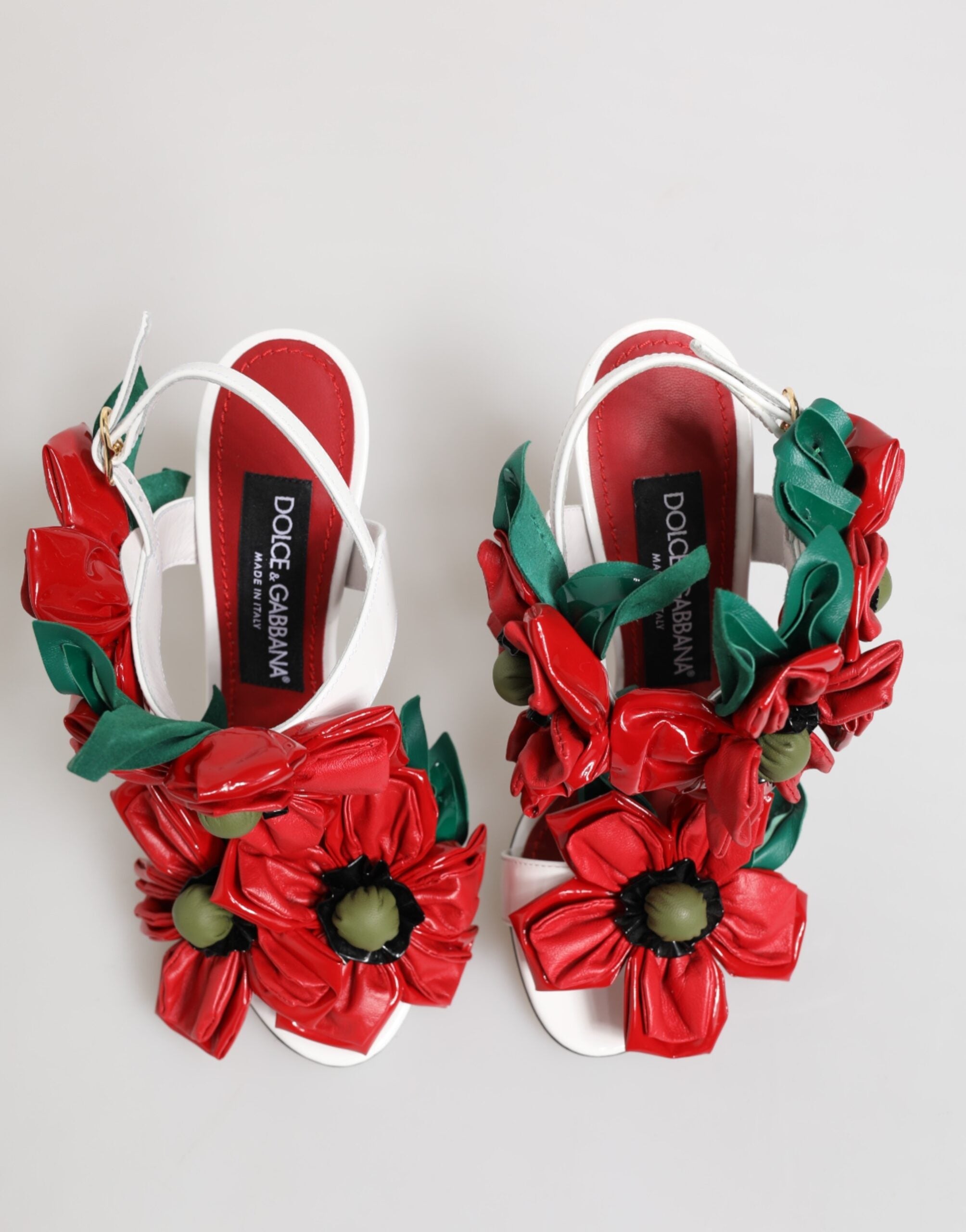Dolce & Gabbana White Red Floral Detailing Sandals Shoes Dolce & Gabbana