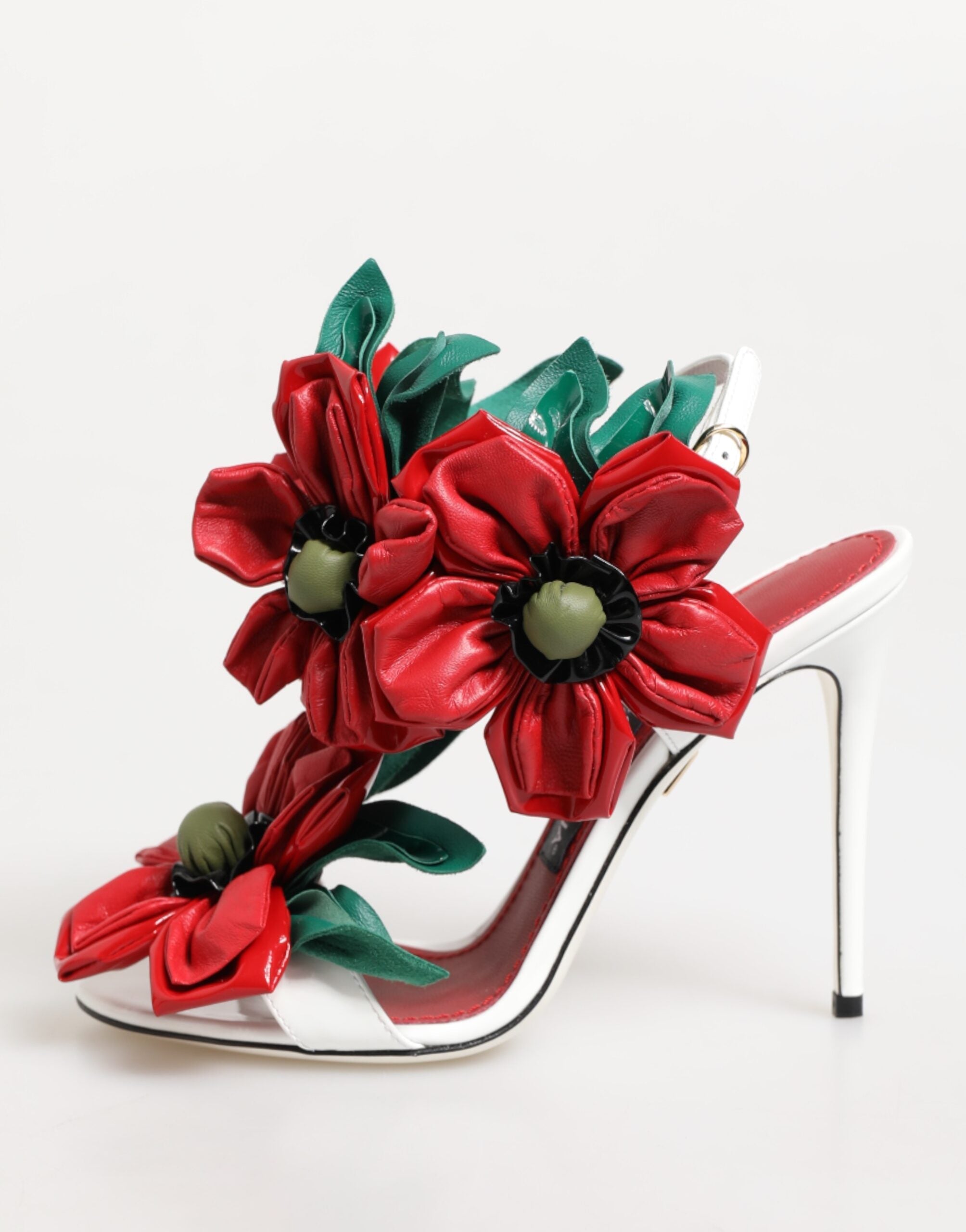 Dolce & Gabbana White Red Floral Detailing Sandals Shoes Dolce & Gabbana