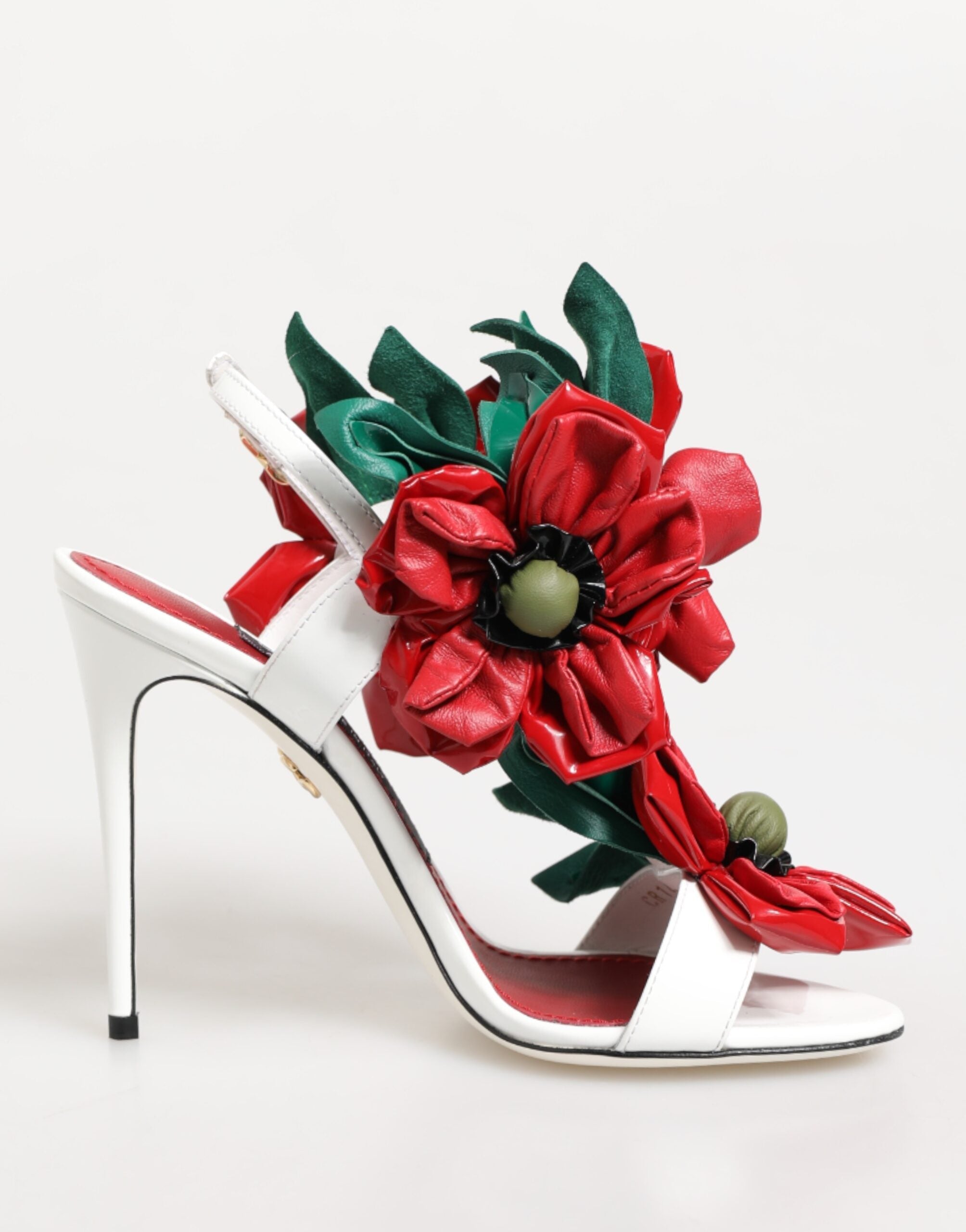 Dolce & Gabbana White Red Floral Detailing Sandals Shoes Dolce & Gabbana