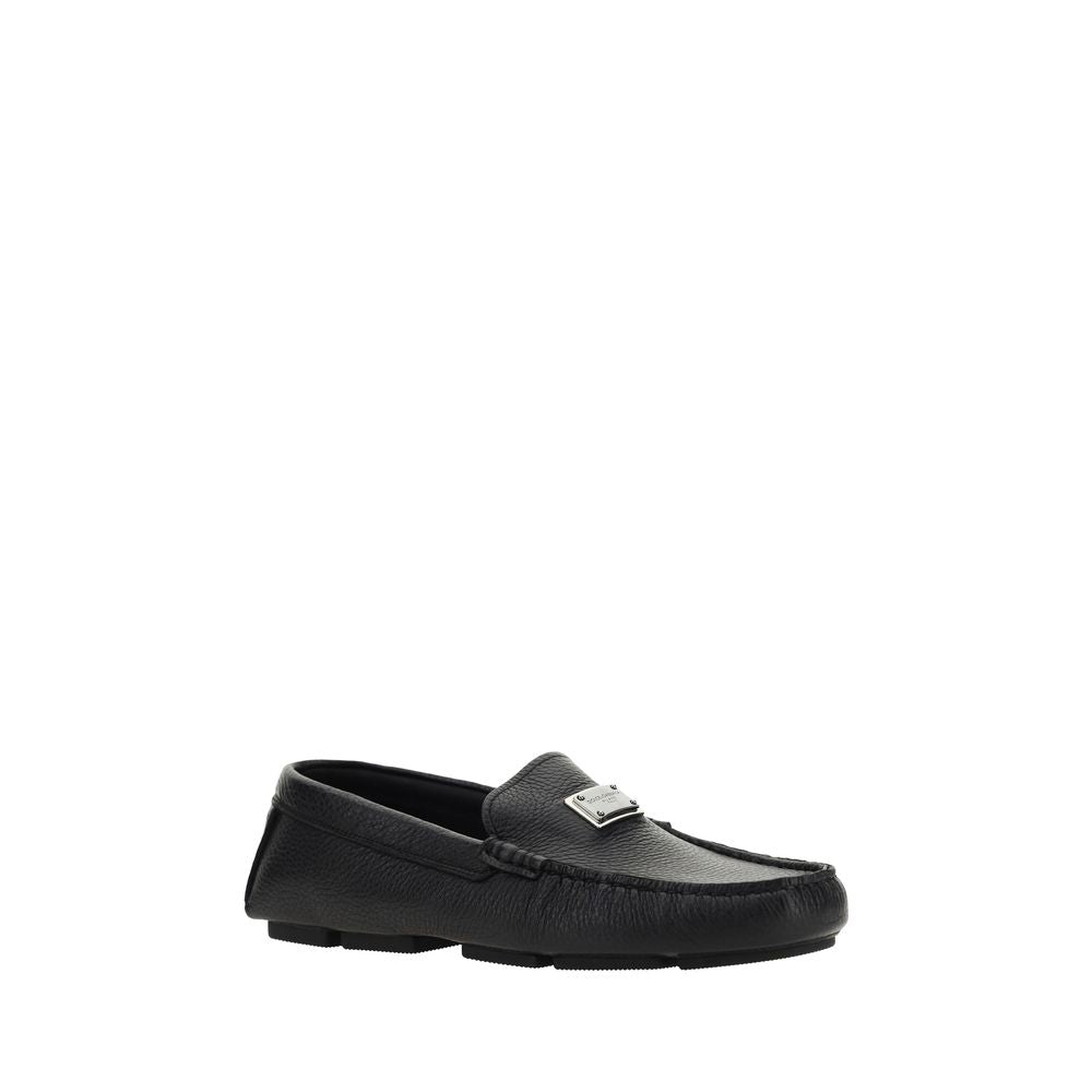 Dolce & Gabbana Black Rubber Slip-On Loafers Dolce & Gabbana