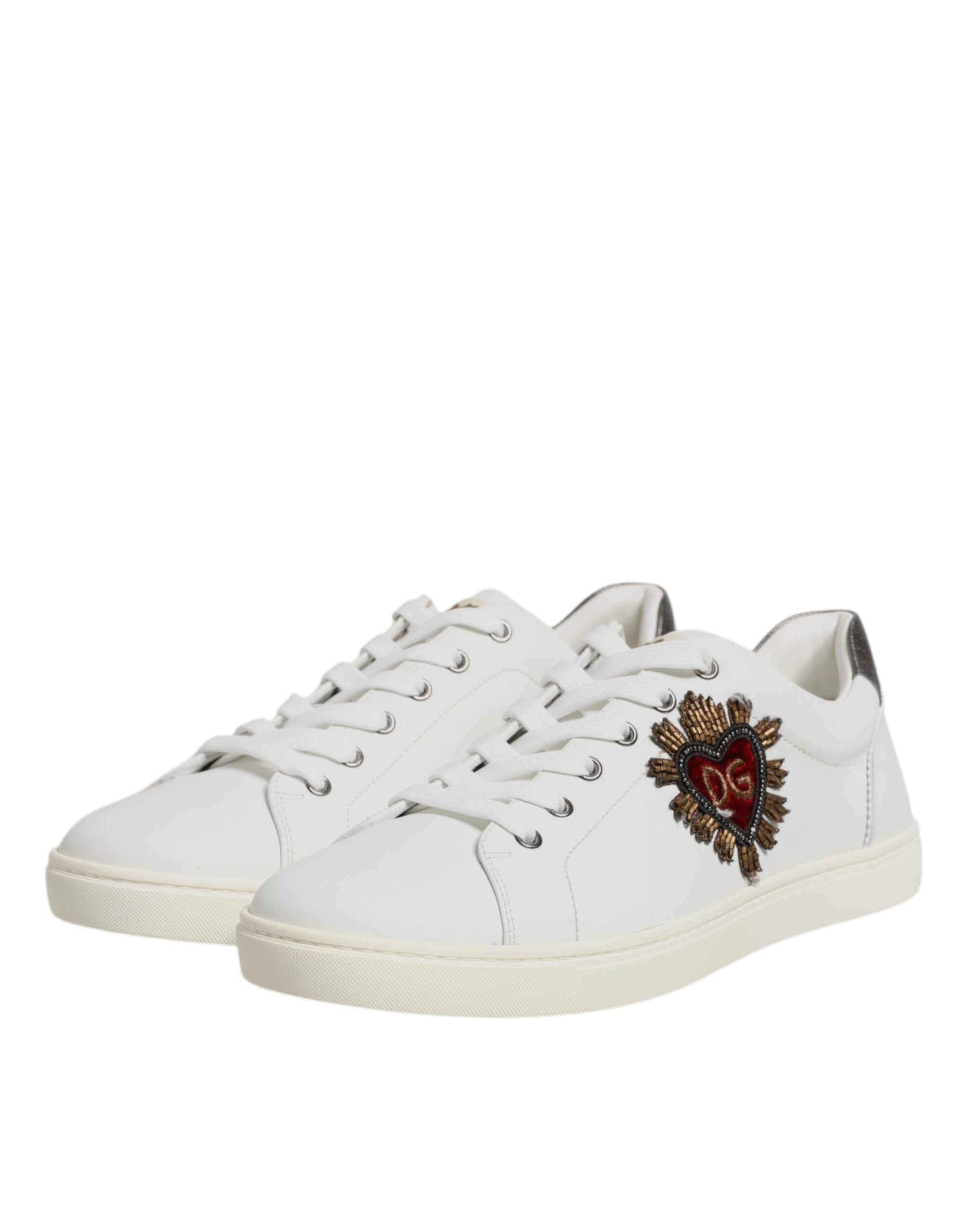 Dolce & Gabbana White Sacred Heart Men Low Top Sneakers Shoes Dolce & Gabbana