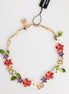 Dolce & Gabbana Gold Brass Logo Detail Floral Fashion Jewelry Necklace Dolce & Gabbana