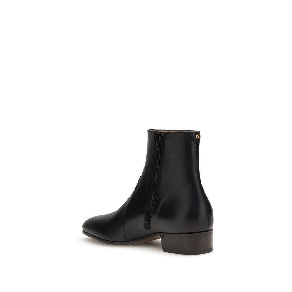 Valentino Garavani Black Goatskin Ankle Boots Valentino Garavani