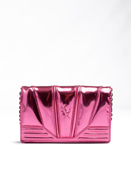 Ferrari Metal Pink GT patent leather bag with chain Ferrari