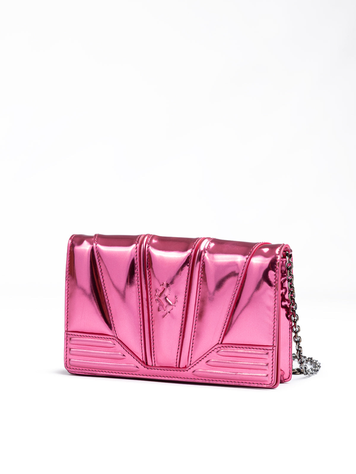 Ferrari Metal Pink GT patent leather bag with chain Ferrari