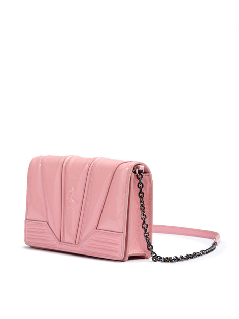 Ferrari Pink GT patent leather bag with chain Ferrari