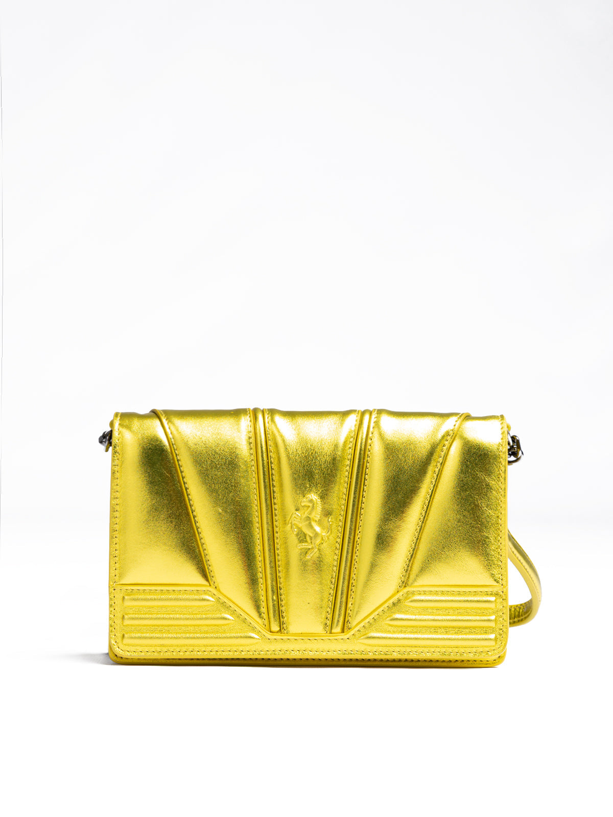 Ferrari Metal Yellow GT patent leather bag with chain Ferrari