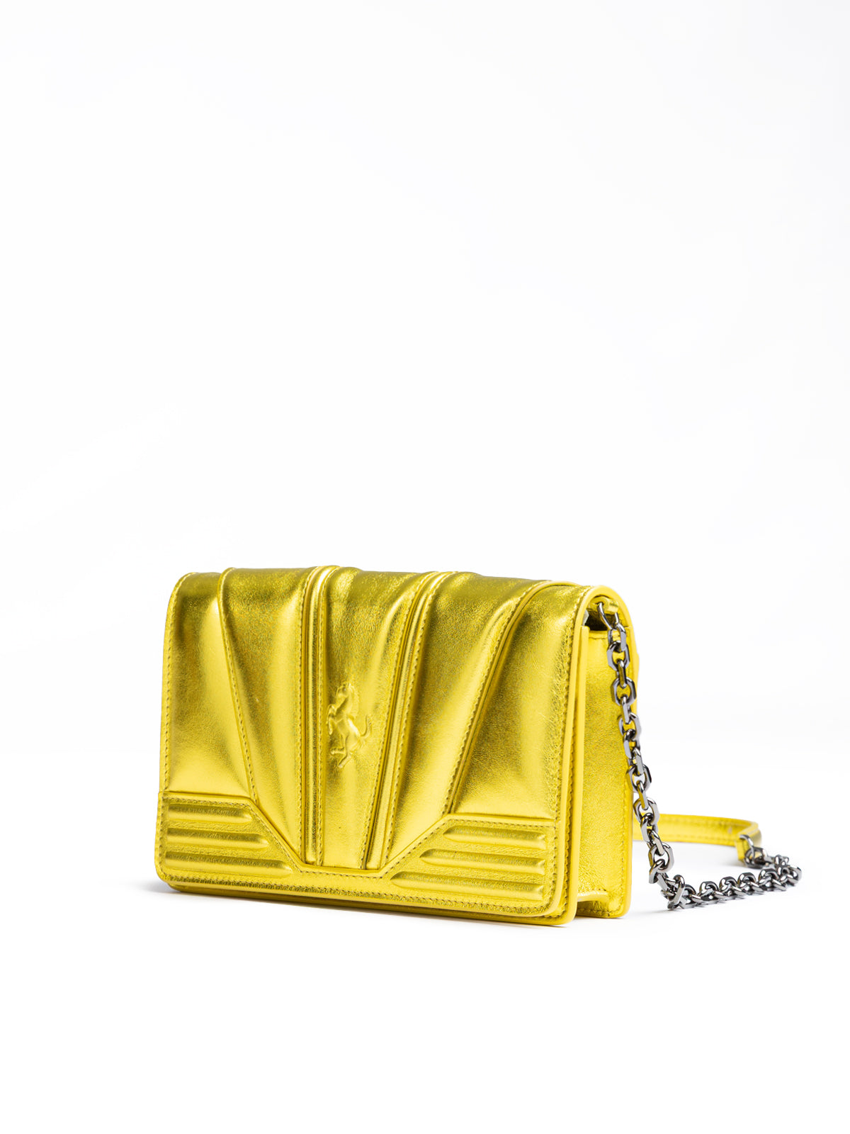 Ferrari Metal Yellow GT patent leather bag with chain Ferrari