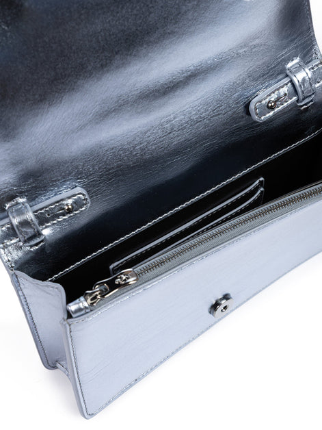 Ferrari Metal light blue GT patent leather bag with chain Ferrari