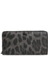Dolce & Gabbana Black Gray Leopard Leather Zip Around Continental Wallet Dolce & Gabbana
