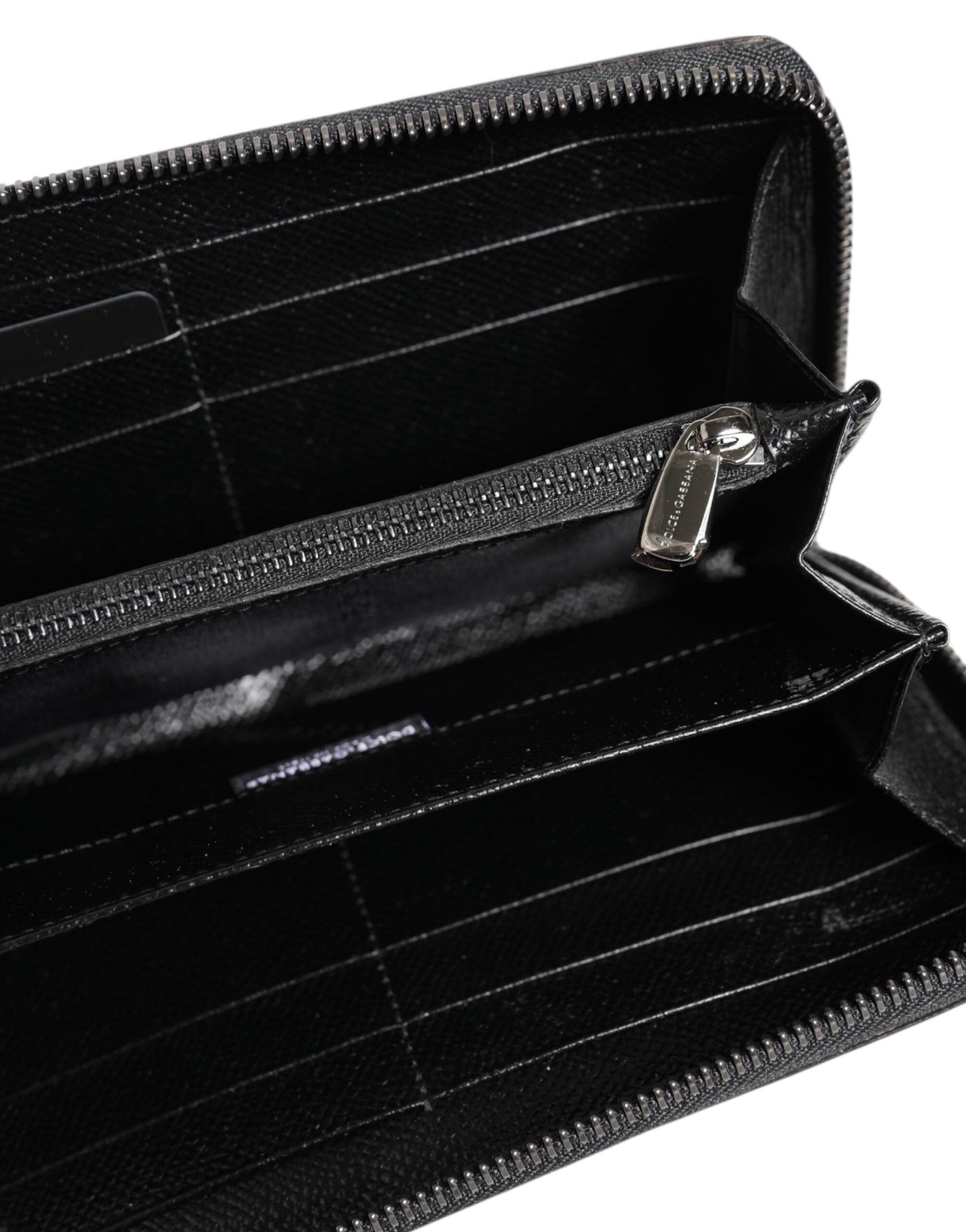 Dolce & Gabbana Black Gray Leopard Leather Zip Around Continental Wallet Dolce & Gabbana