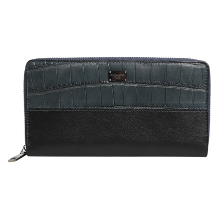 Dolce & Gabbana Black Blue Exotic Leather Men Continental Clutch Wallet Dolce & Gabbana