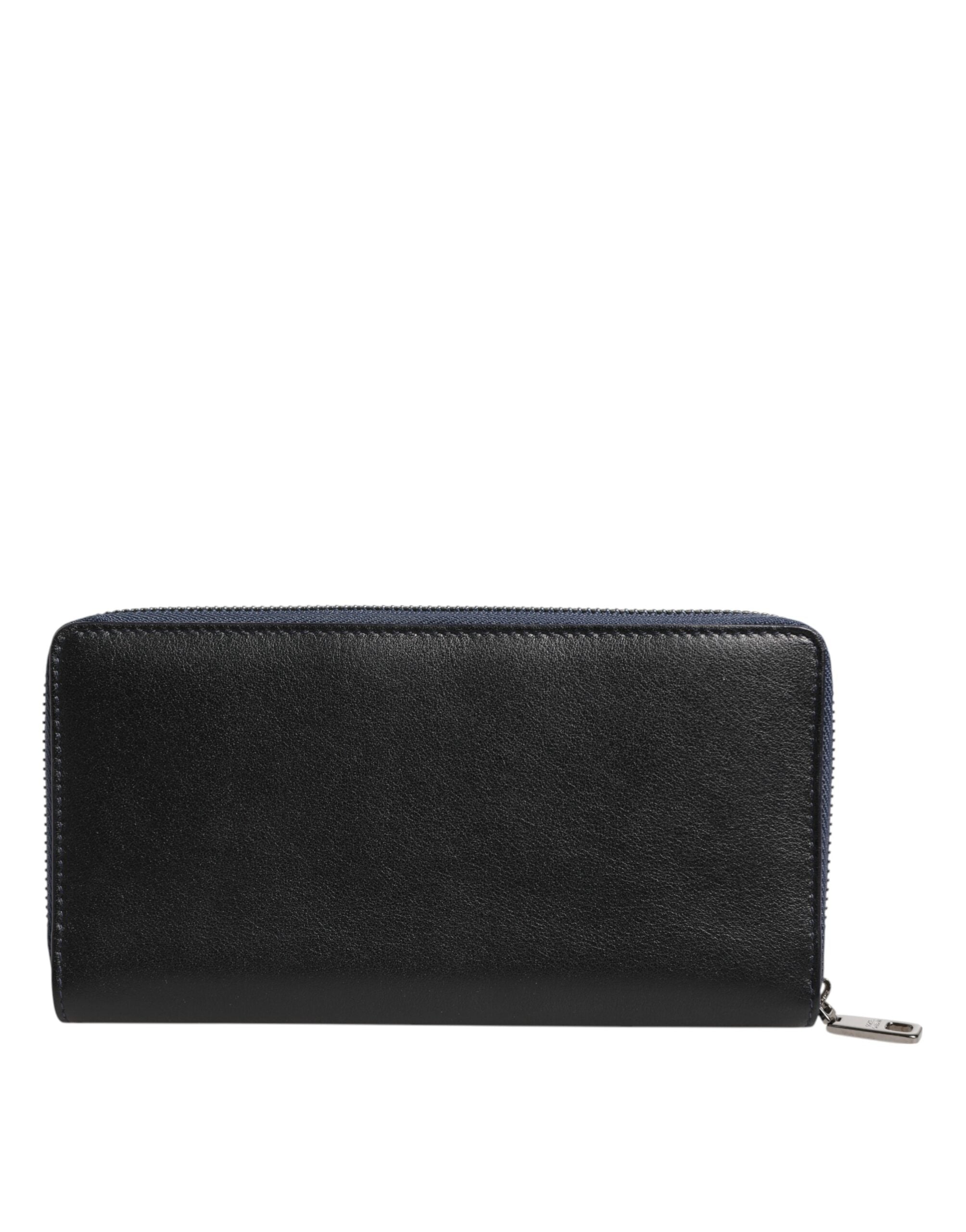 Dolce & Gabbana Black Blue Exotic Leather Men Continental Clutch Wallet Dolce & Gabbana